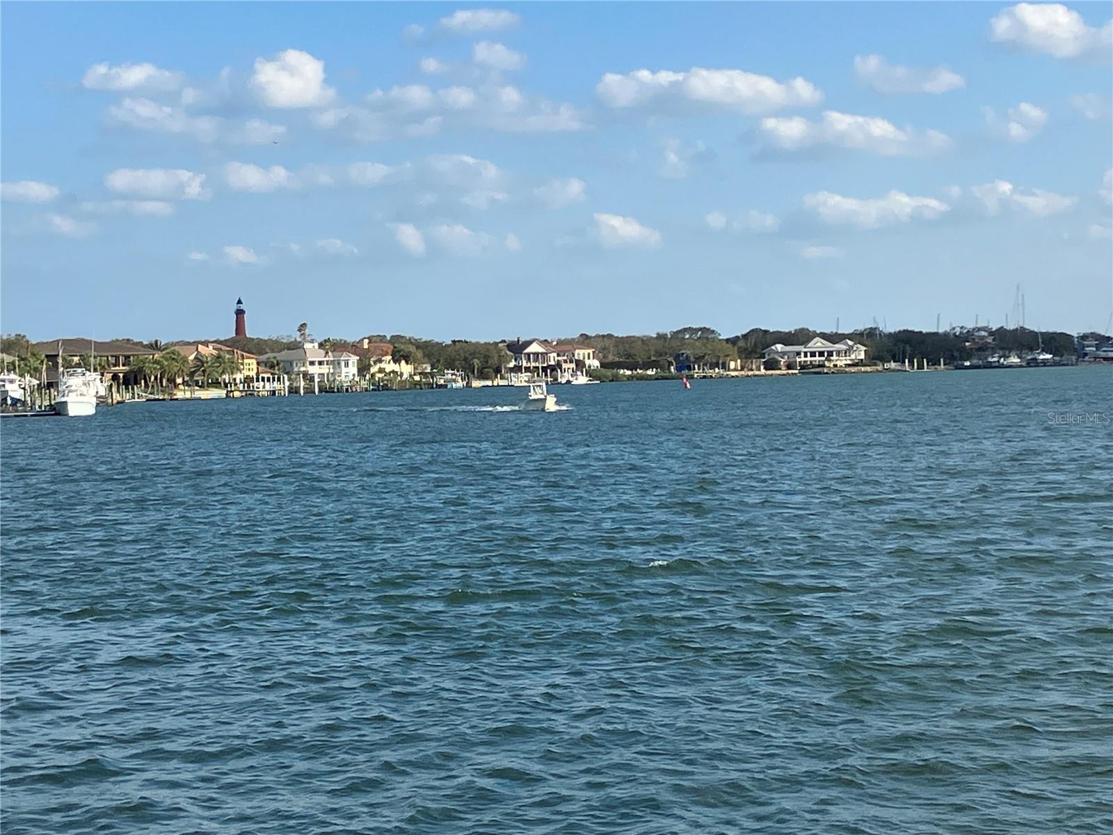 Ponce Inlet looking south from one marina.