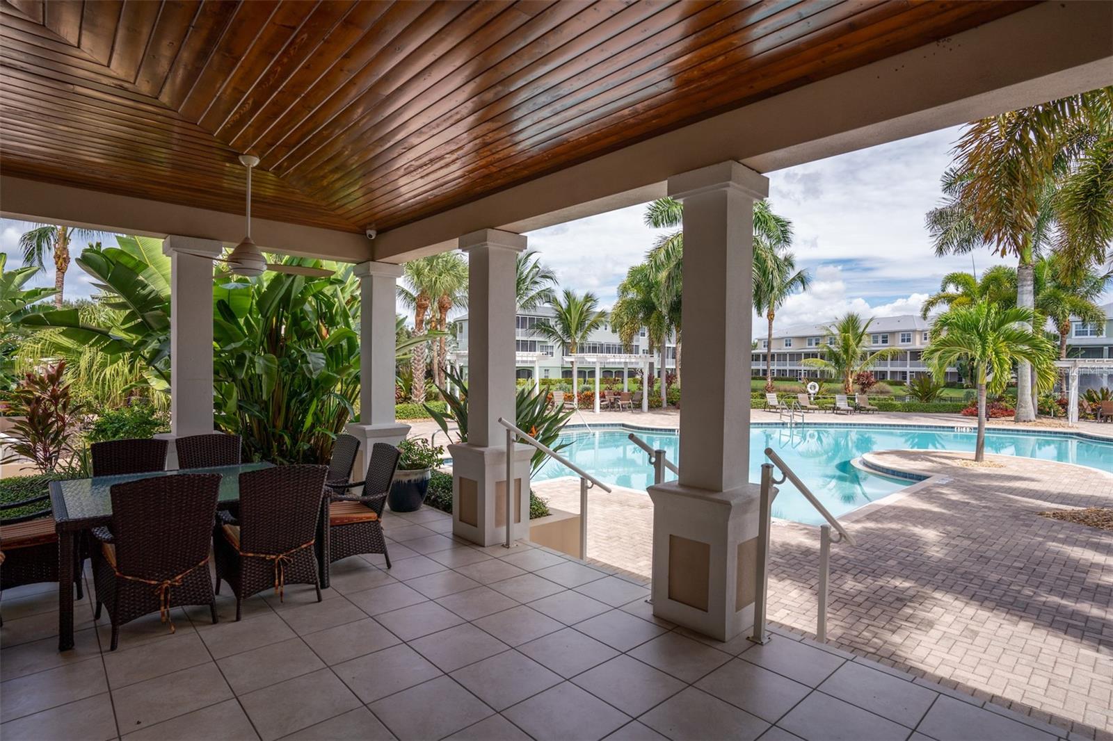 The clubhouse and pool