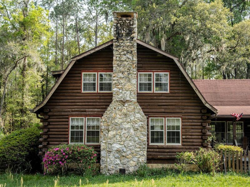 Stone fireplace