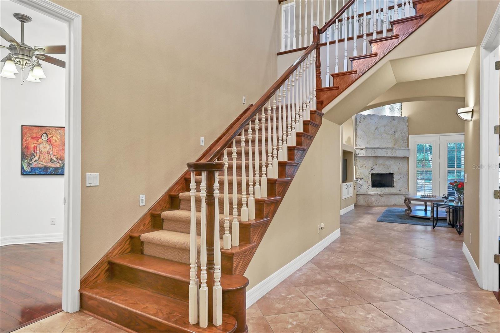 Two-story front entrance.