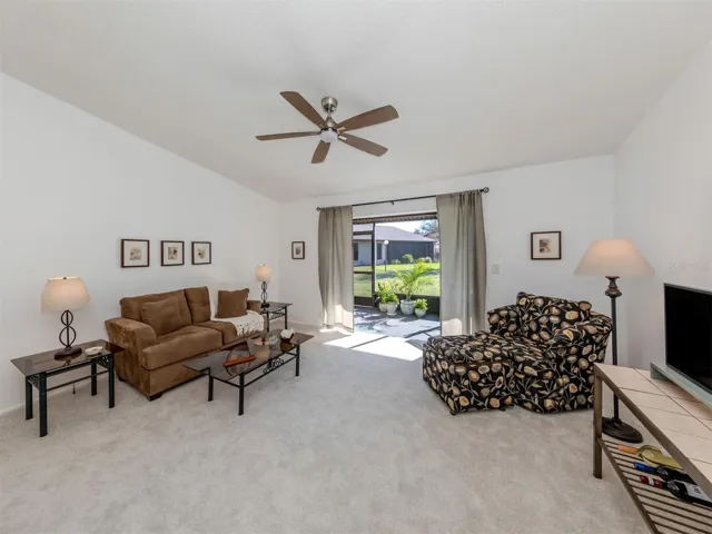Great room with vaulted ceiling