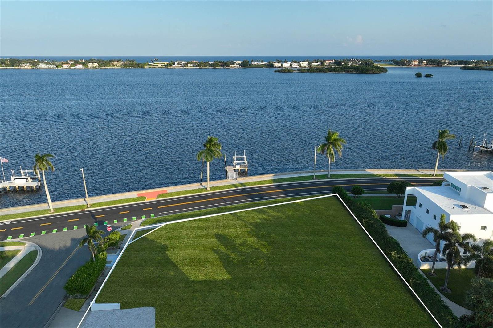 Waterfront Aerial Of Palm Beach Island, Intracoastal Waterway &amp; Atlantic Ocean