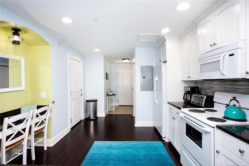 Kitchen and desk area