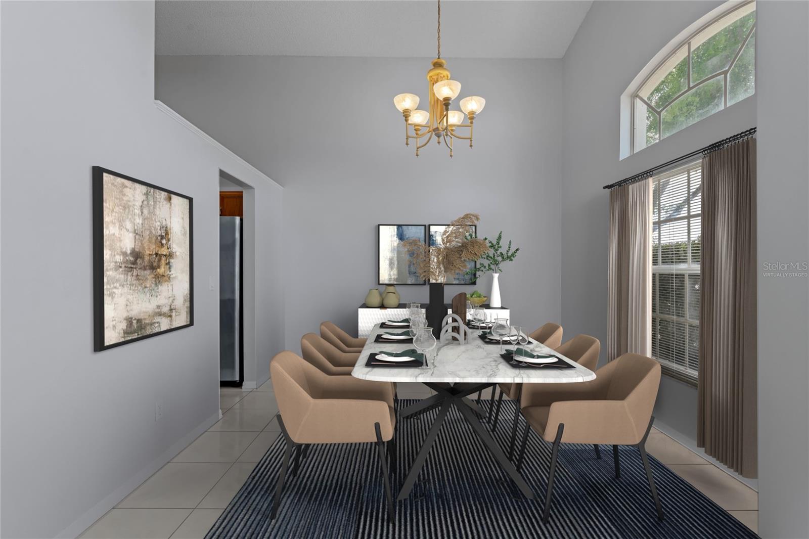virtually staged formal dining room