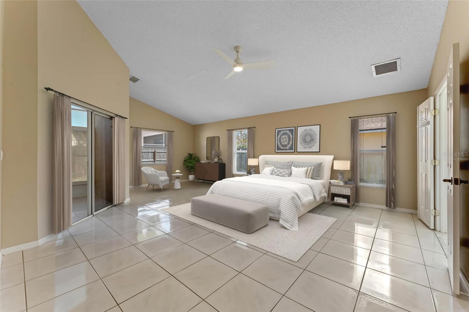 virtually staged master bedroom