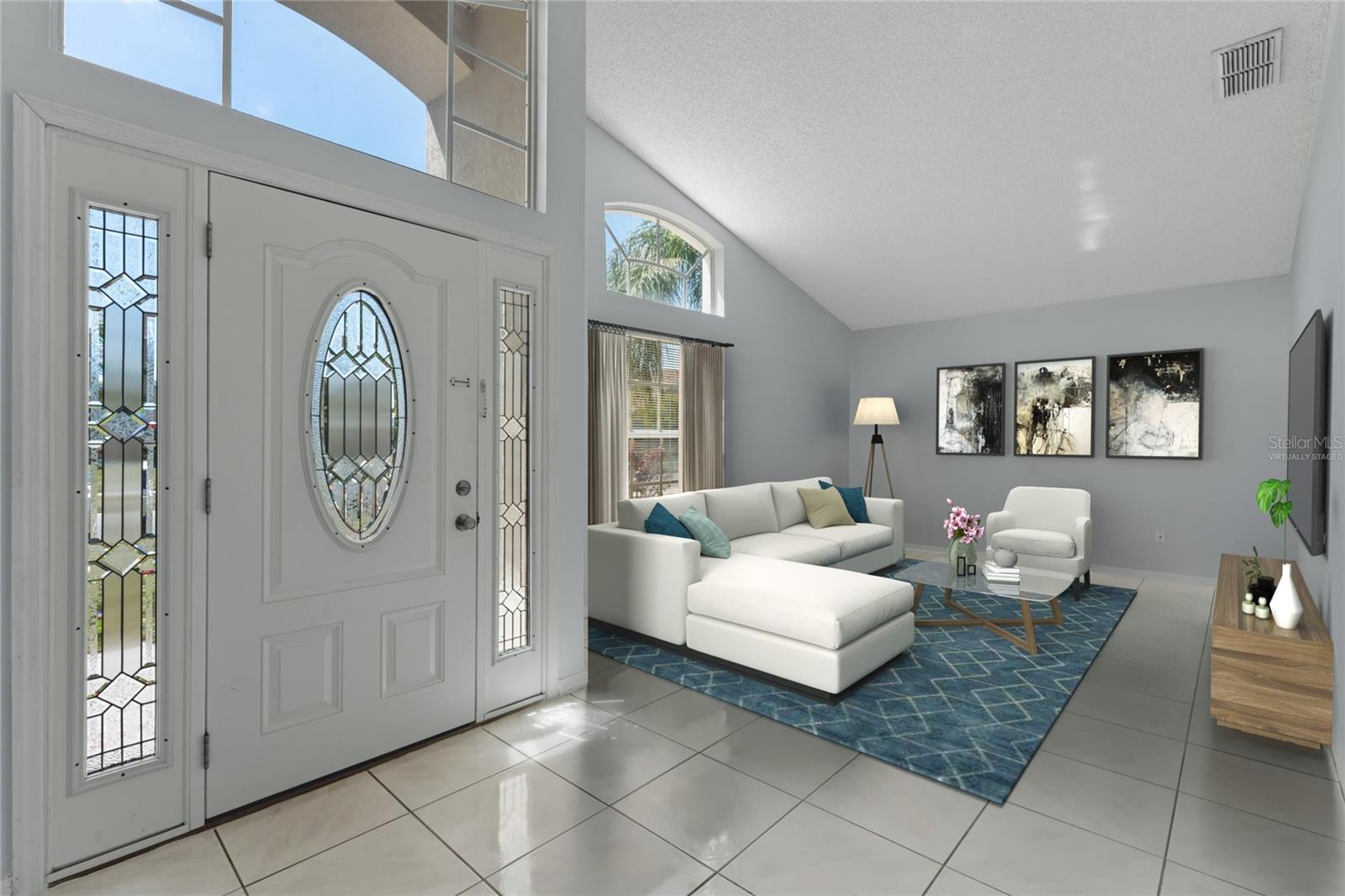 virtually staged formal living room