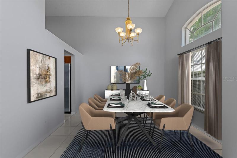 virtually staged formal dining room