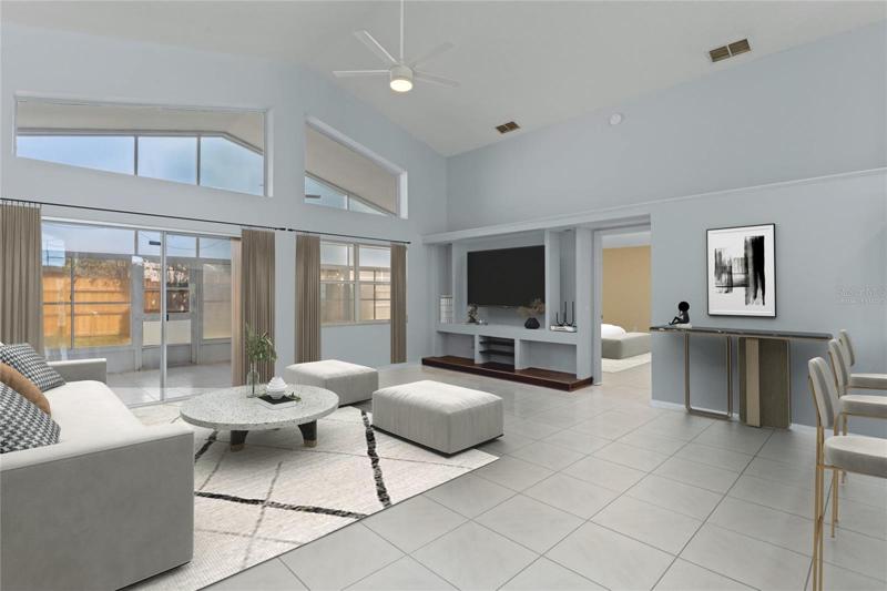 virtually staged family room