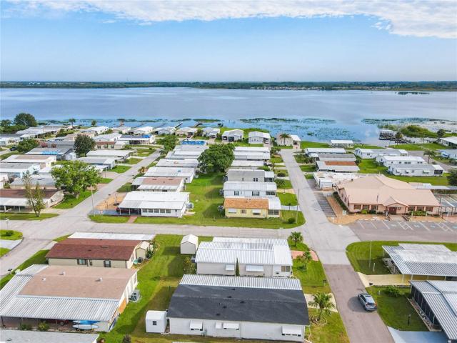 Aerial, lakefront community