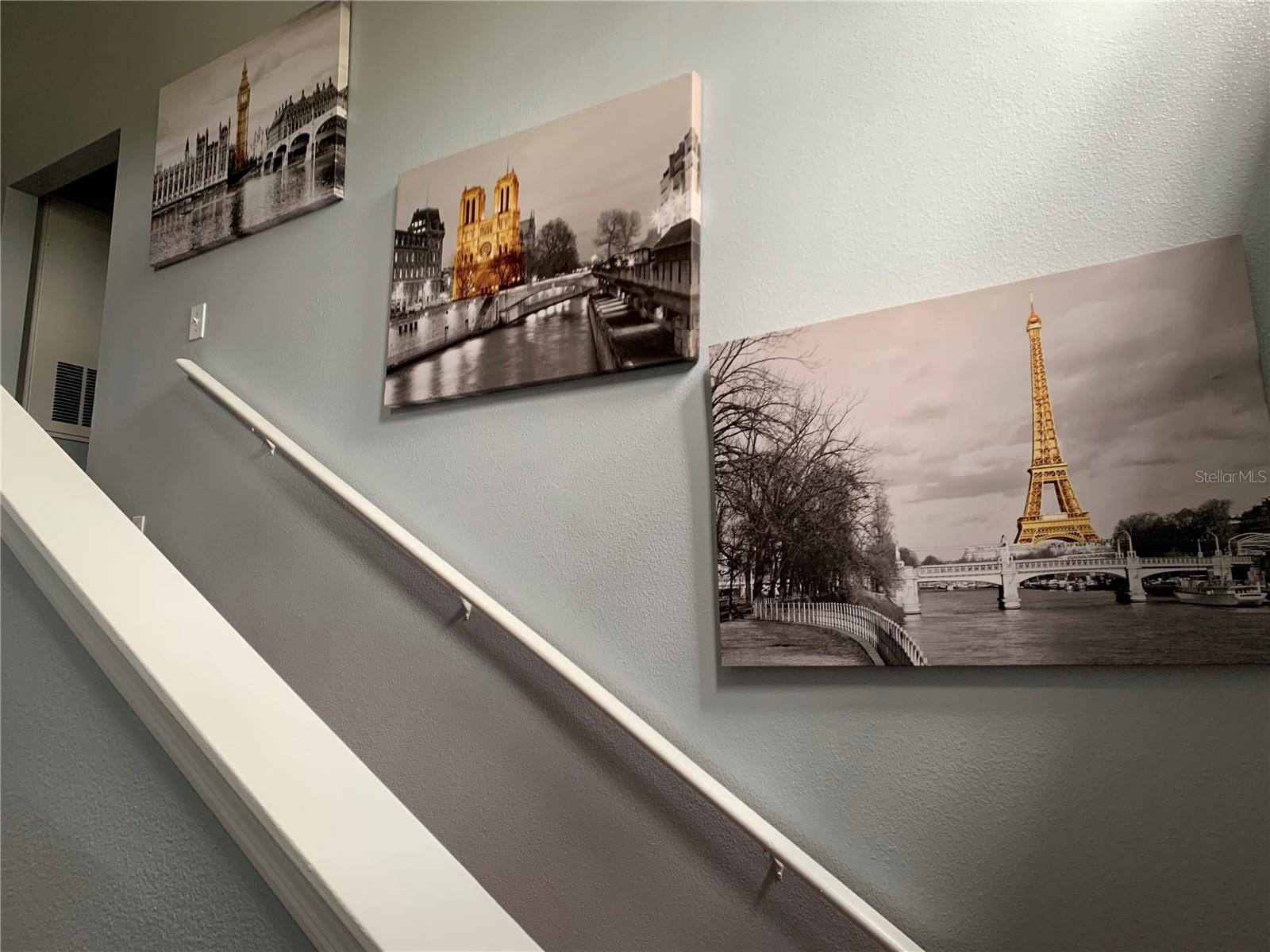 Second floor stairway leading to dining room