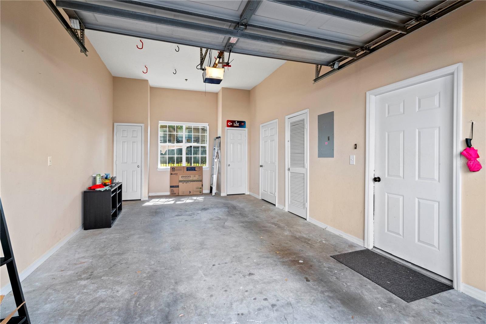 Garage with High Ceilings for storage.