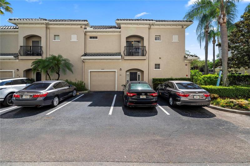 Front of building with garage