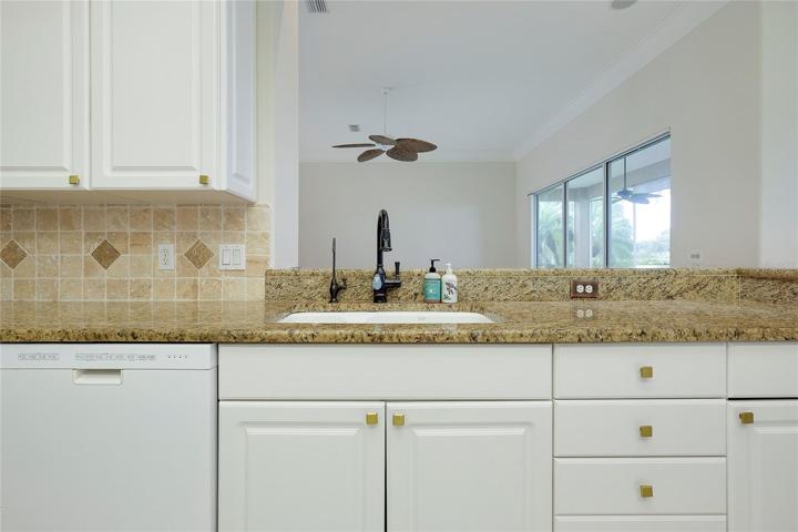 Granite and tumbled marble back splash