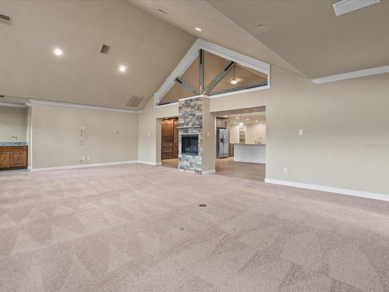 Great Room with Fireplace and Wet Bar