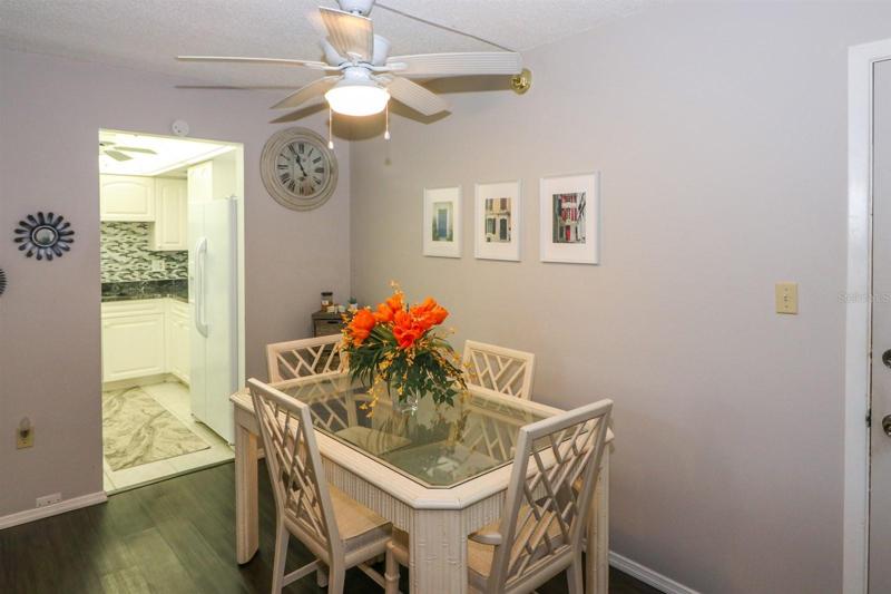 Dining space opens to the kitchen