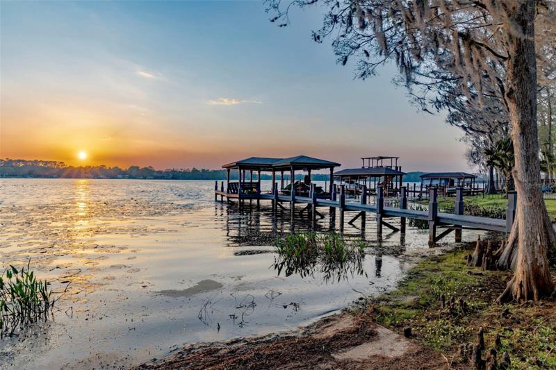 You watch the sun set over the lake every night! 