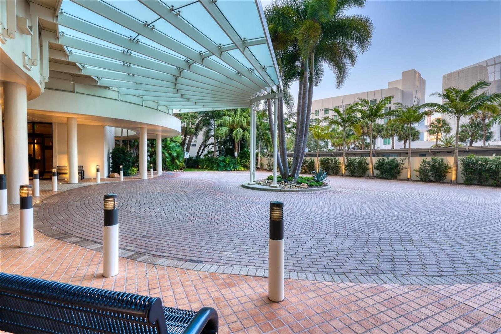 24 hour Valet entry off Palm Ave