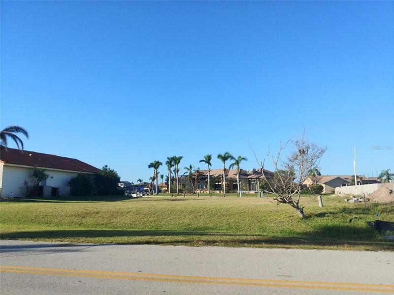Facing front of lot.