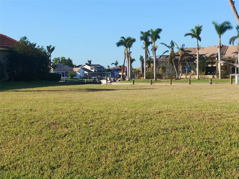 Facing front of lot.