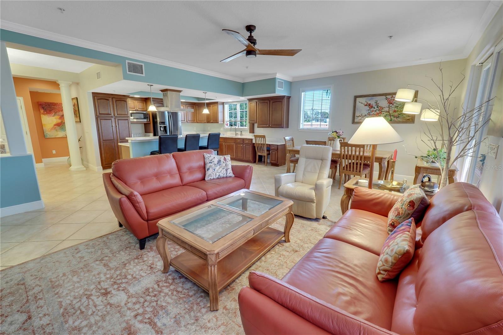 Great room and dining area