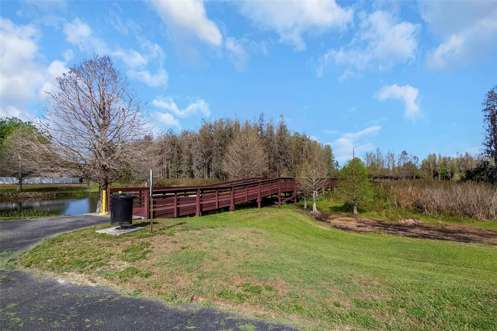 Bridge to walking trail and just a short walk away