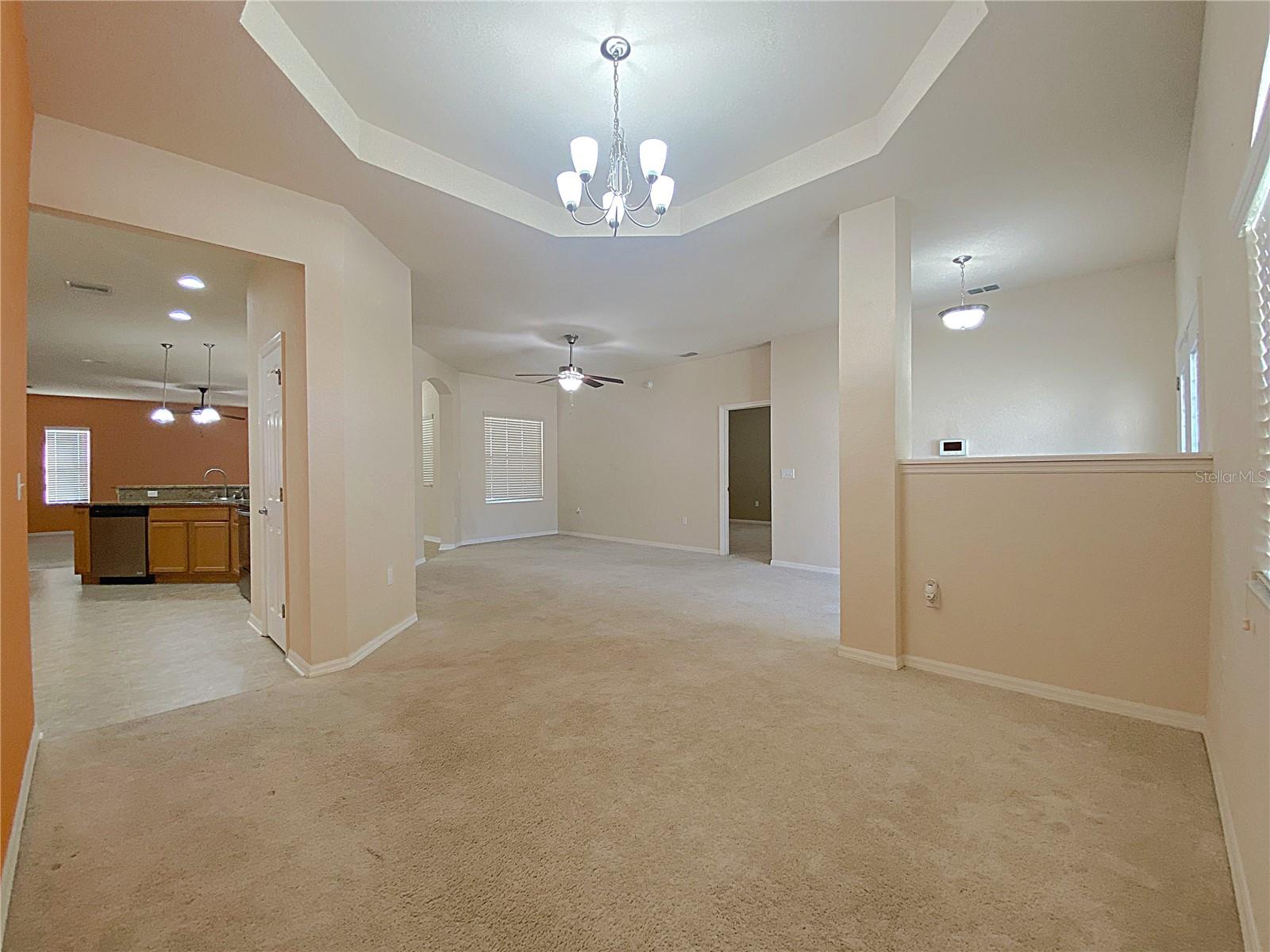 Tray ceiling in the formal dining room