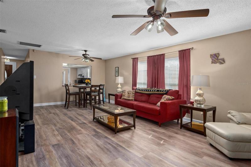 Family room and dining room