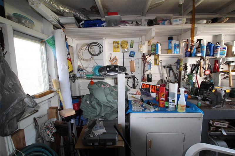 Inside shed