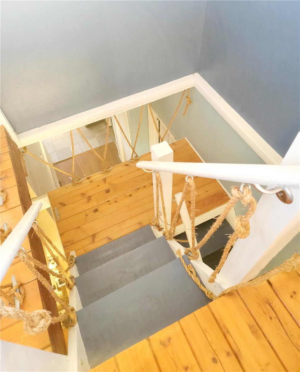 Widow peak stairs looking down, so adorable with the rope.