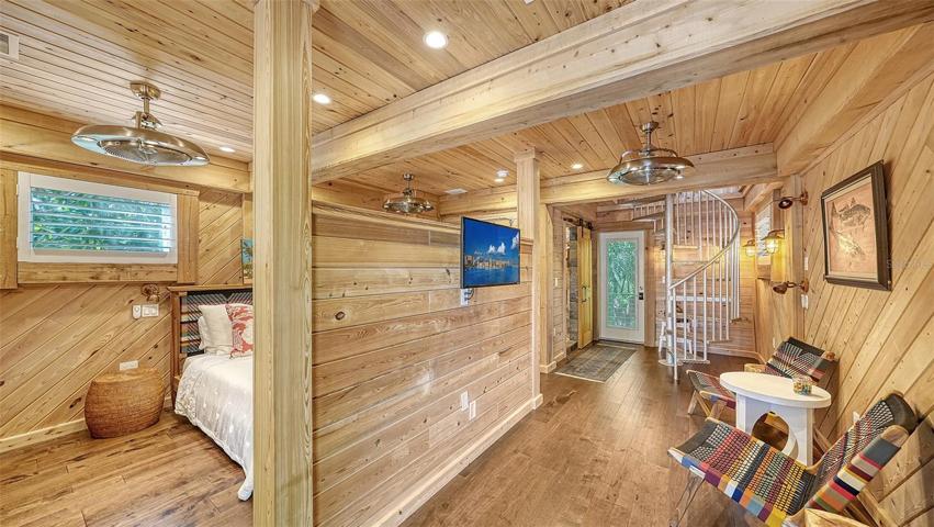 The bedroom of the “ Owls Nest “ is like a hotel suite
