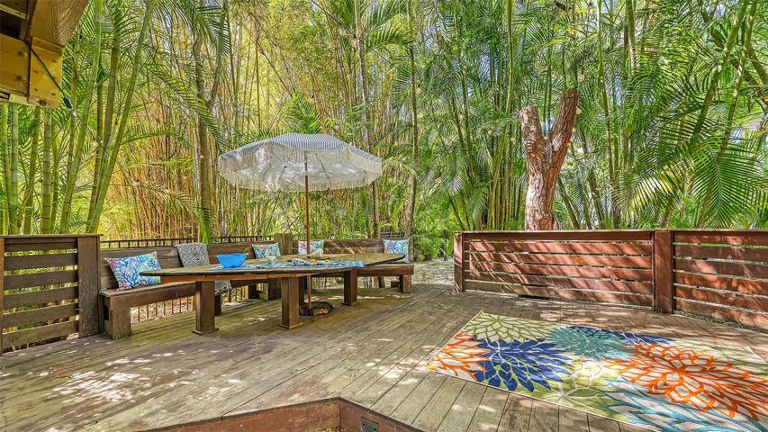The “ Owls Nest “ patio is like a secret garden