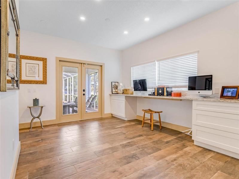 Office with French Doors to the Pool