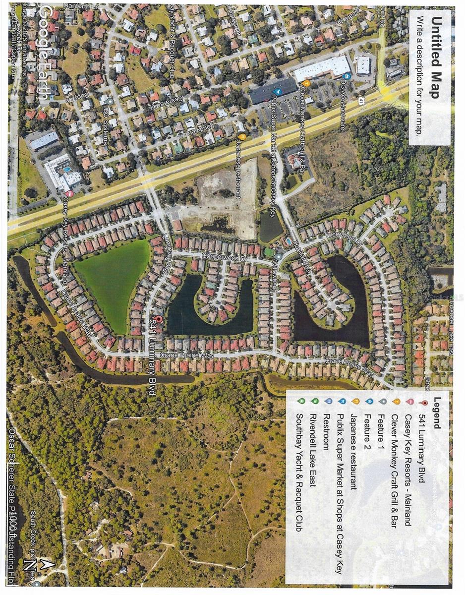 Aerial of Willowbend w/ 541 Luminary Blvd marked