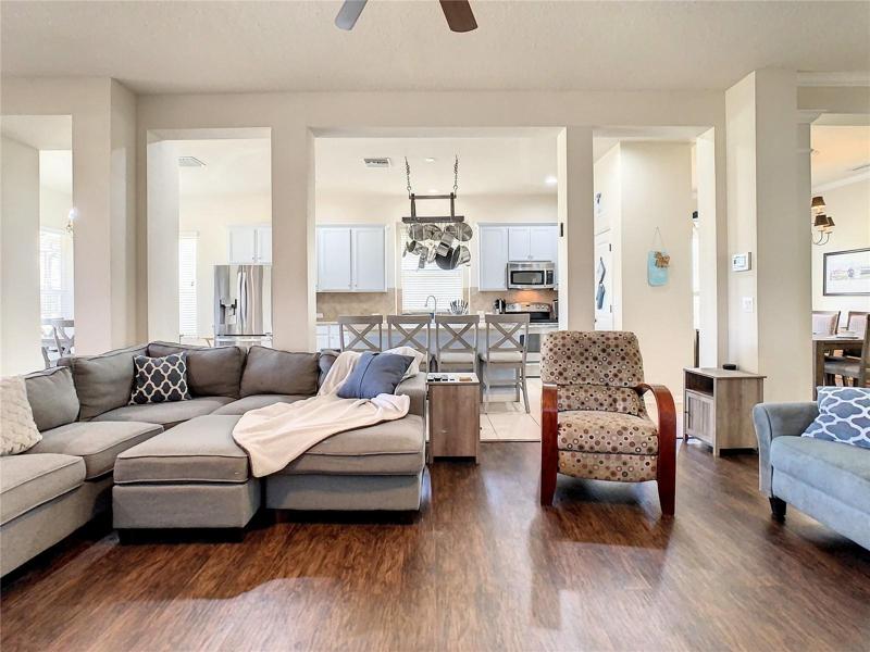 Family room featuring laminate flooring