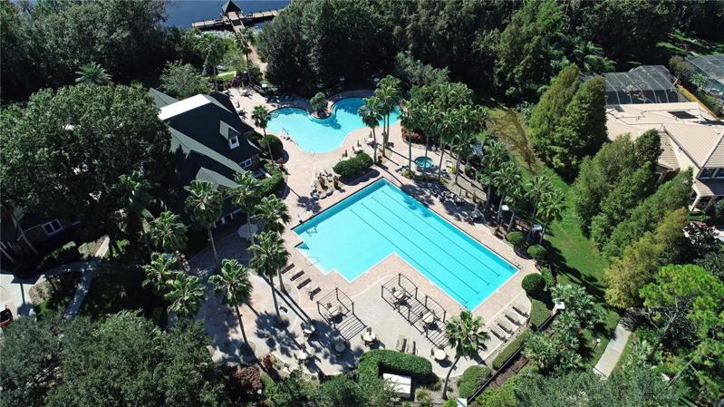 Aerial shot of pools
