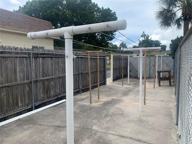 Laundry lines, beside laundry facilities