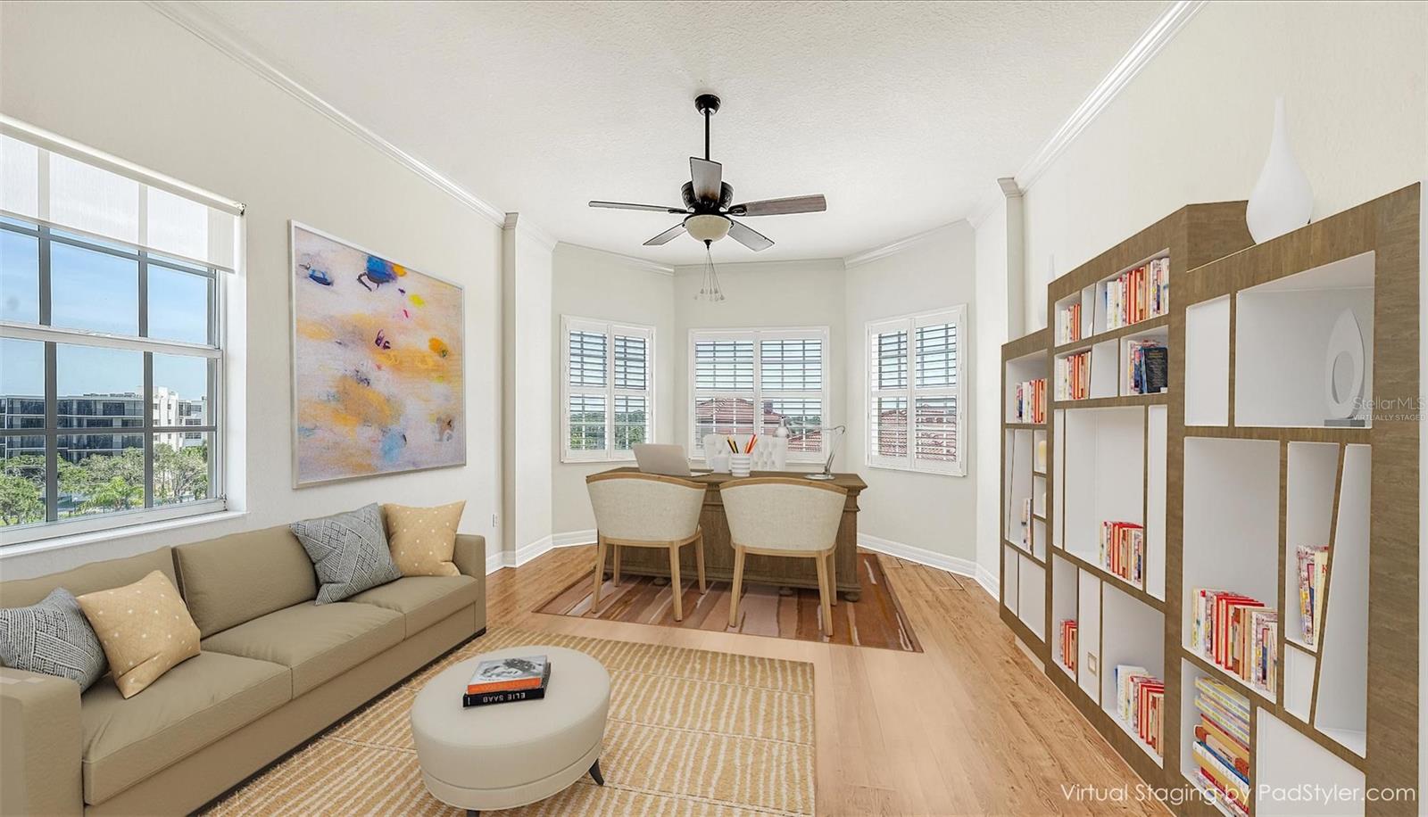 Den/Office or Guest Suite view to East - Virtually staged