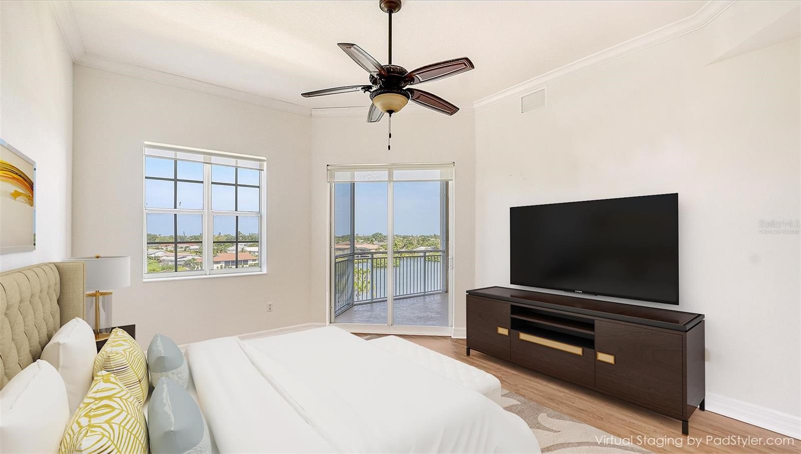 View Master Bedroom with view to Harbor and Gulf - Virtually staged