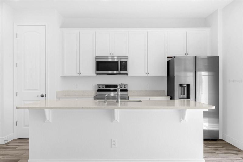 Open kitchen with large island