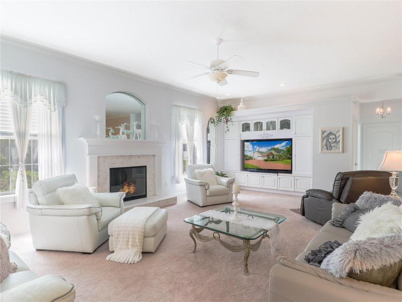 Family Room with Wood burning fireplace