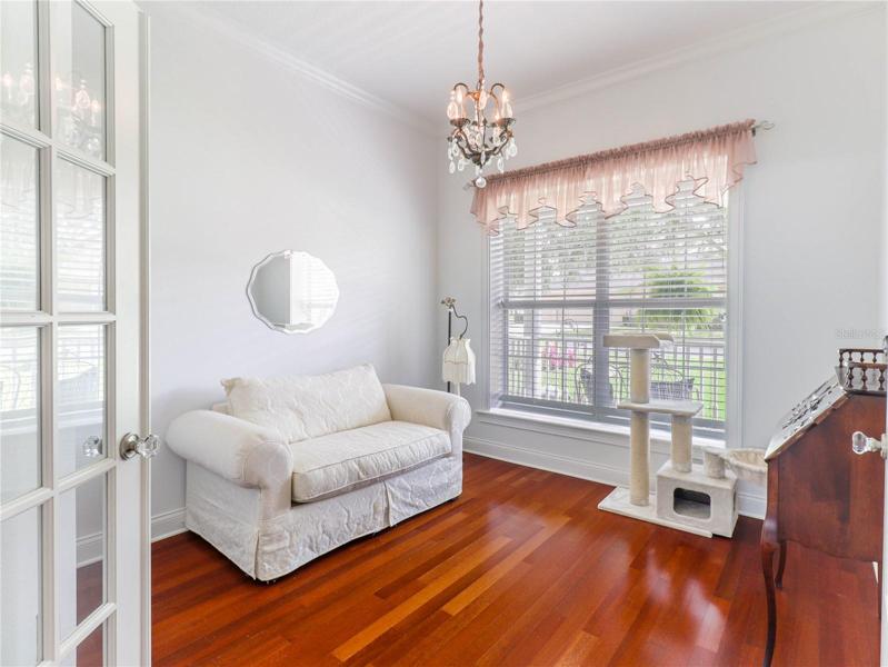 French doors to study, 4th bedroom or baby nursery