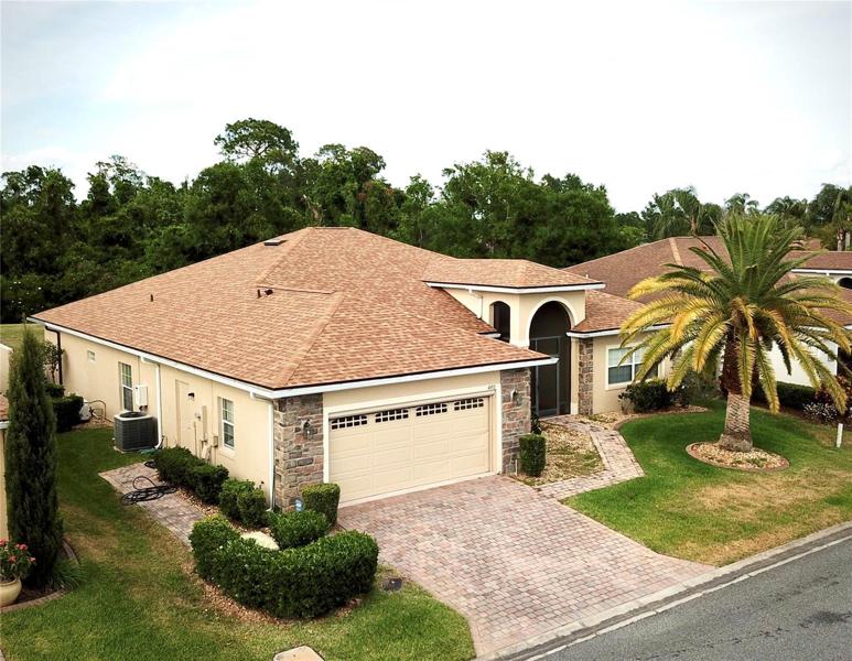 aerial shot of front of home