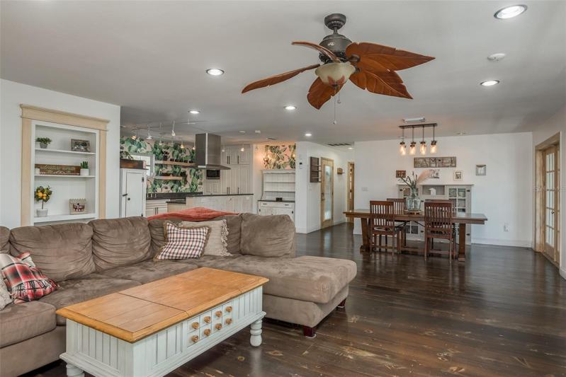 Family Room, Dining Room and Kitchen