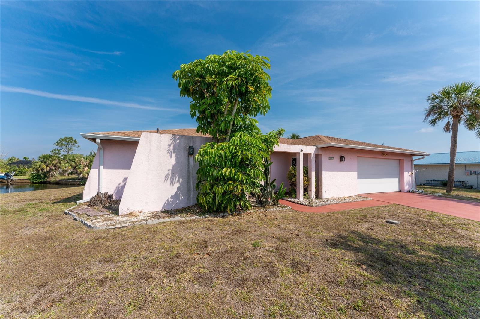 Front elevation with 2-car garage.