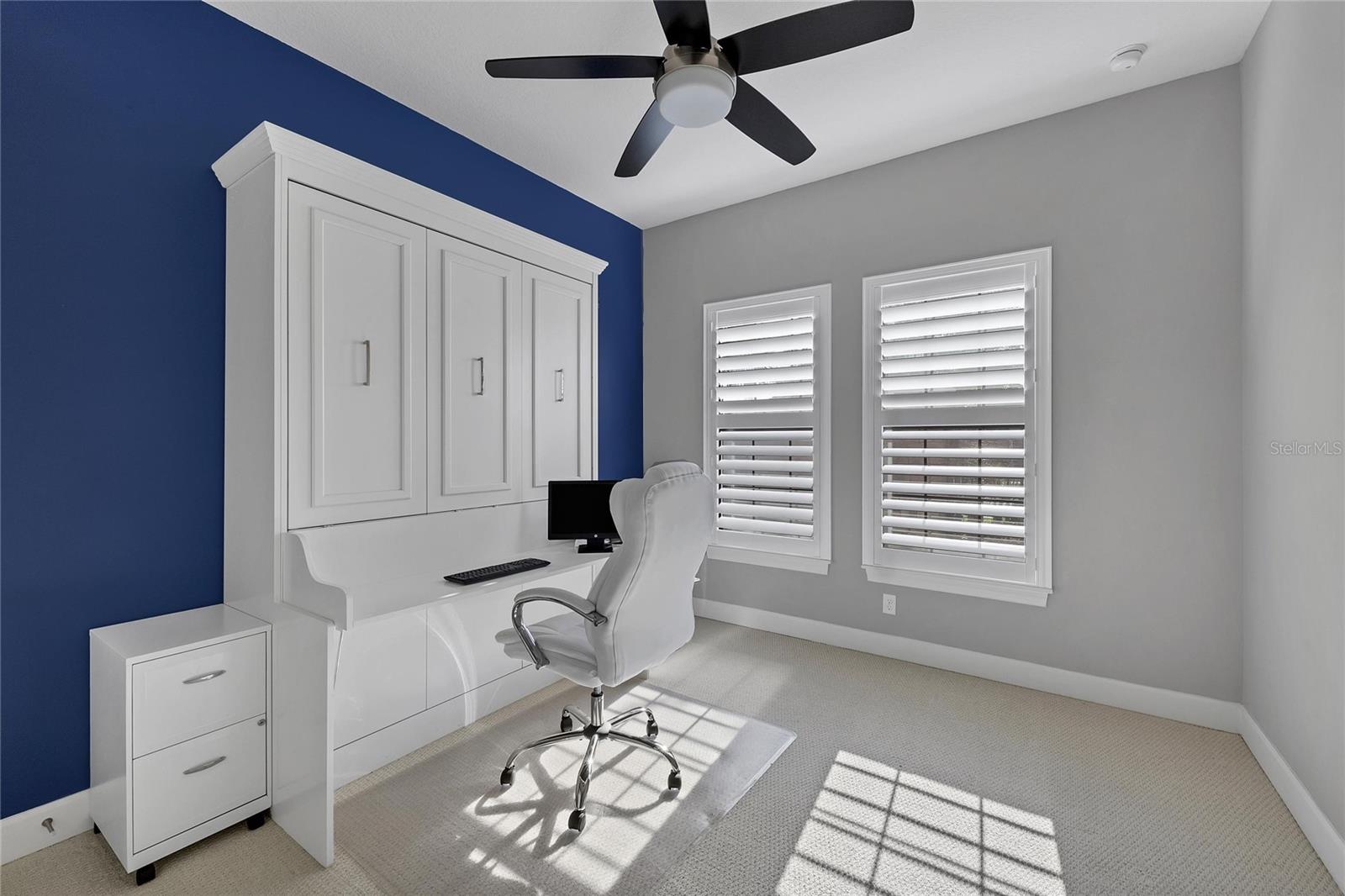 Guest Bedroom With Queen Size Murphy Bed Converts To The Perfect Office Space As Needed