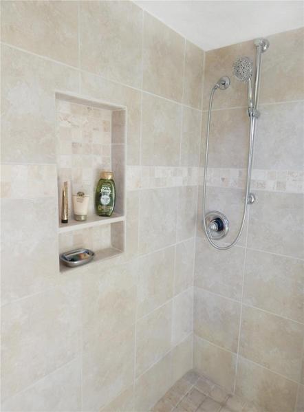 Large walk-in shower.