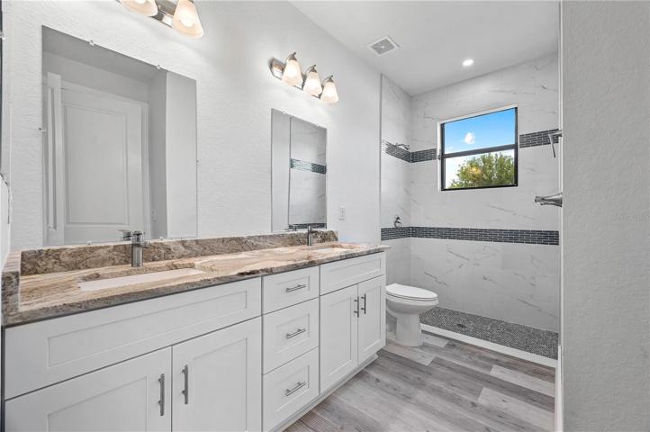 Master Bathroom has a closet.