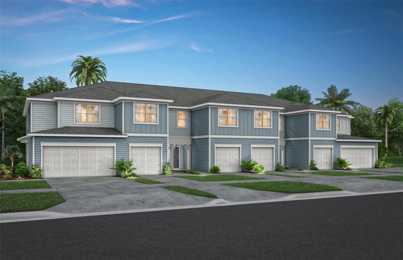 Springdale Townhome Coastal Exterior Design – Artist rendering for this new construction home. Pictures are for illustration purposes only. Elevations, colors and options may vary.