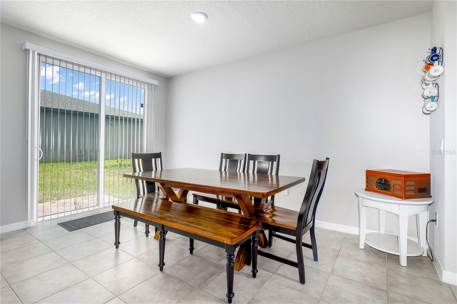 Close up of dining room and back patio entrance.
