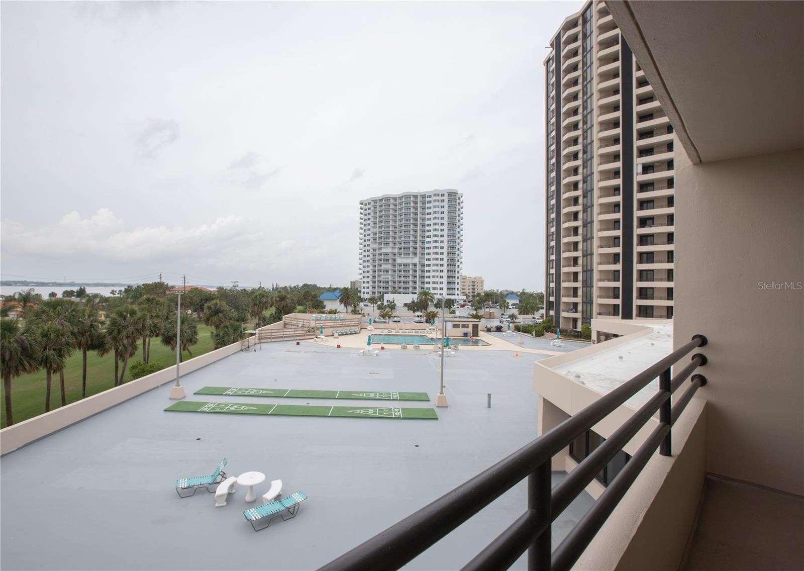 Overlook the pool and shuffleboard